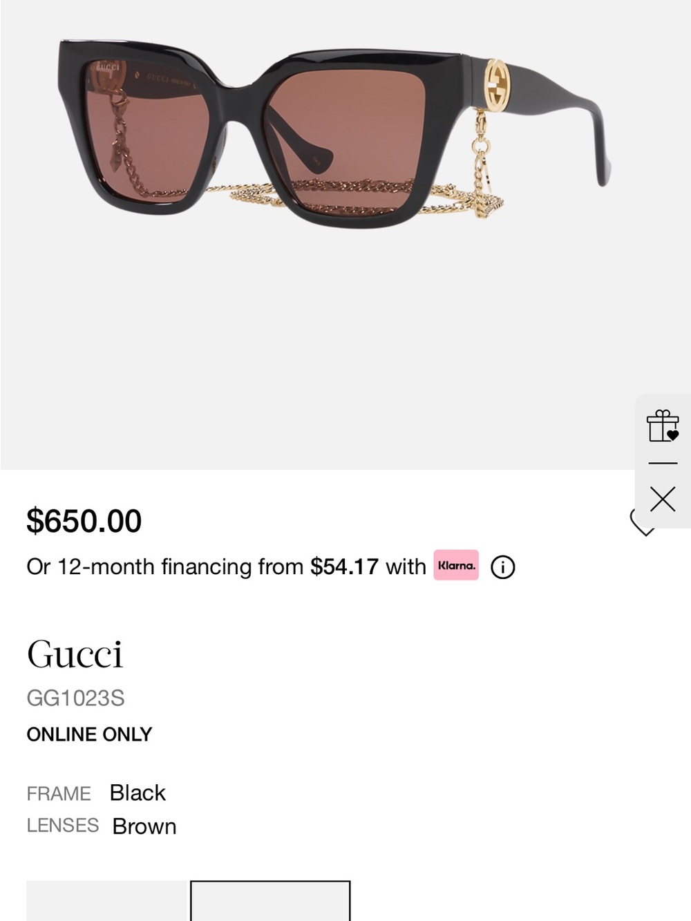 Gucci sunglasses with chain GG1023S